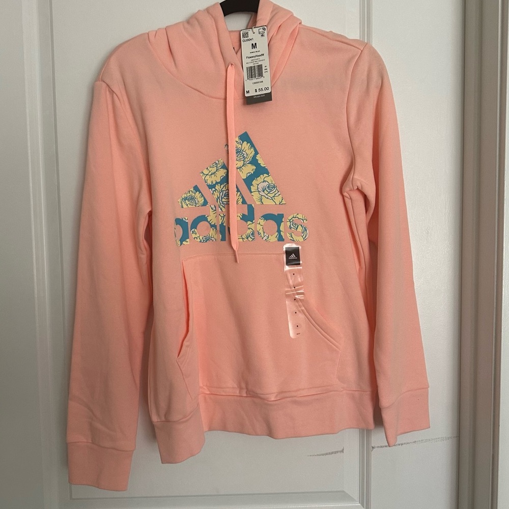 NWT adidas• flowery hood sweatshirt